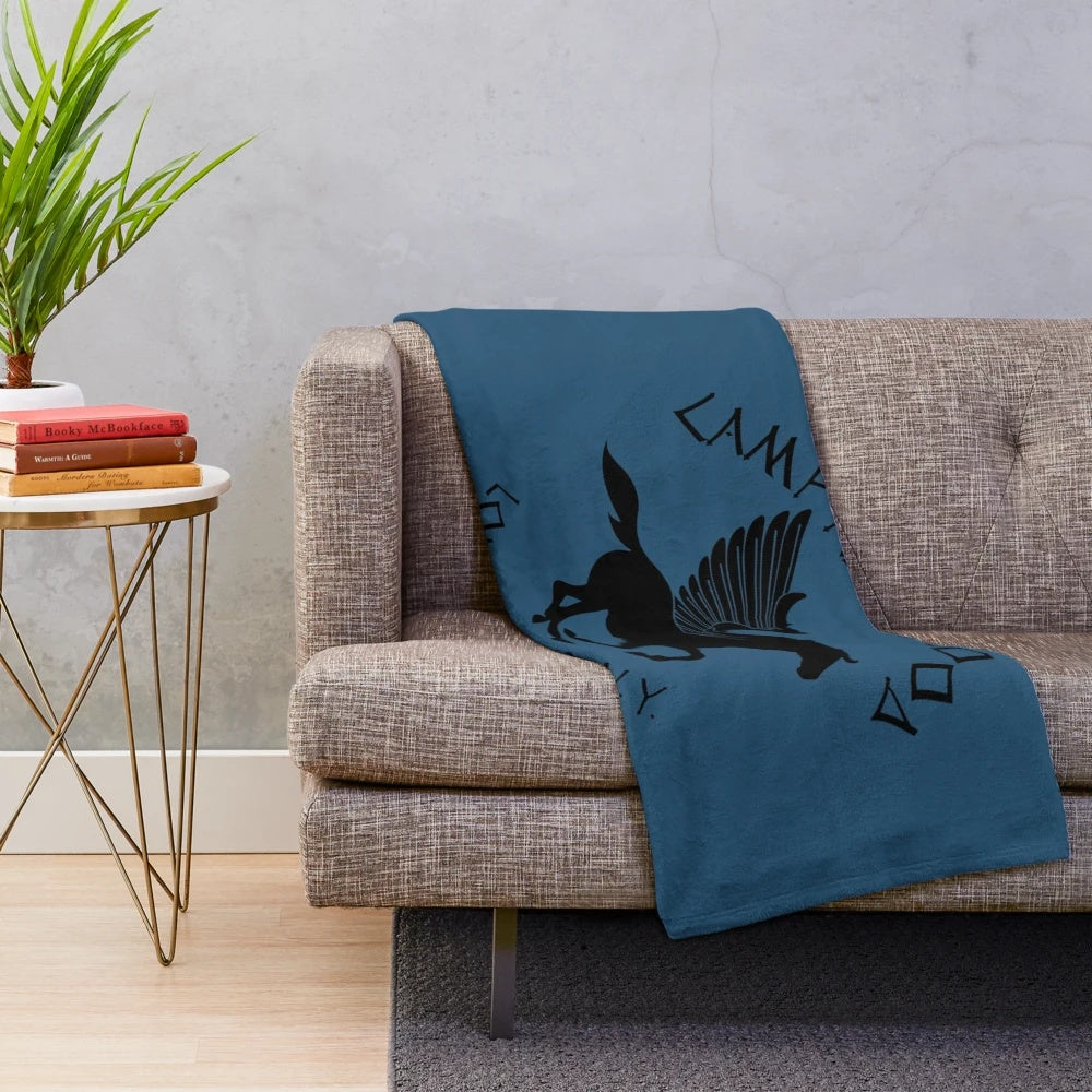 Camp Half-Blood Plush Blanket featuring Percy Jackson, Annabeth Chase, and other characters from the Rick Riordan book series