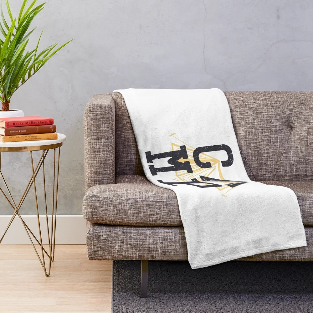 Plush camp-themed blanket for cozy outdoor activities