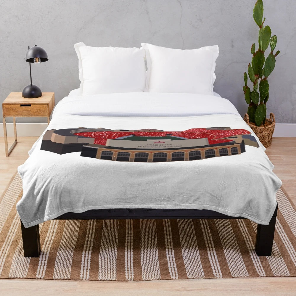 Camp Randall Plush Blanket with University of Wisconsin Madison Badgers Logo