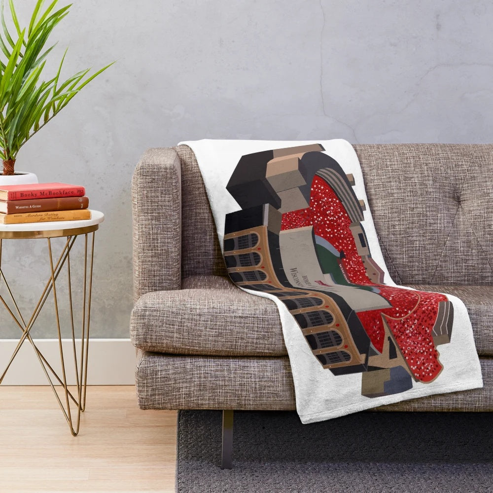 Camp Randall Plush Blanket with University of Wisconsin Madison Badgers Logo
