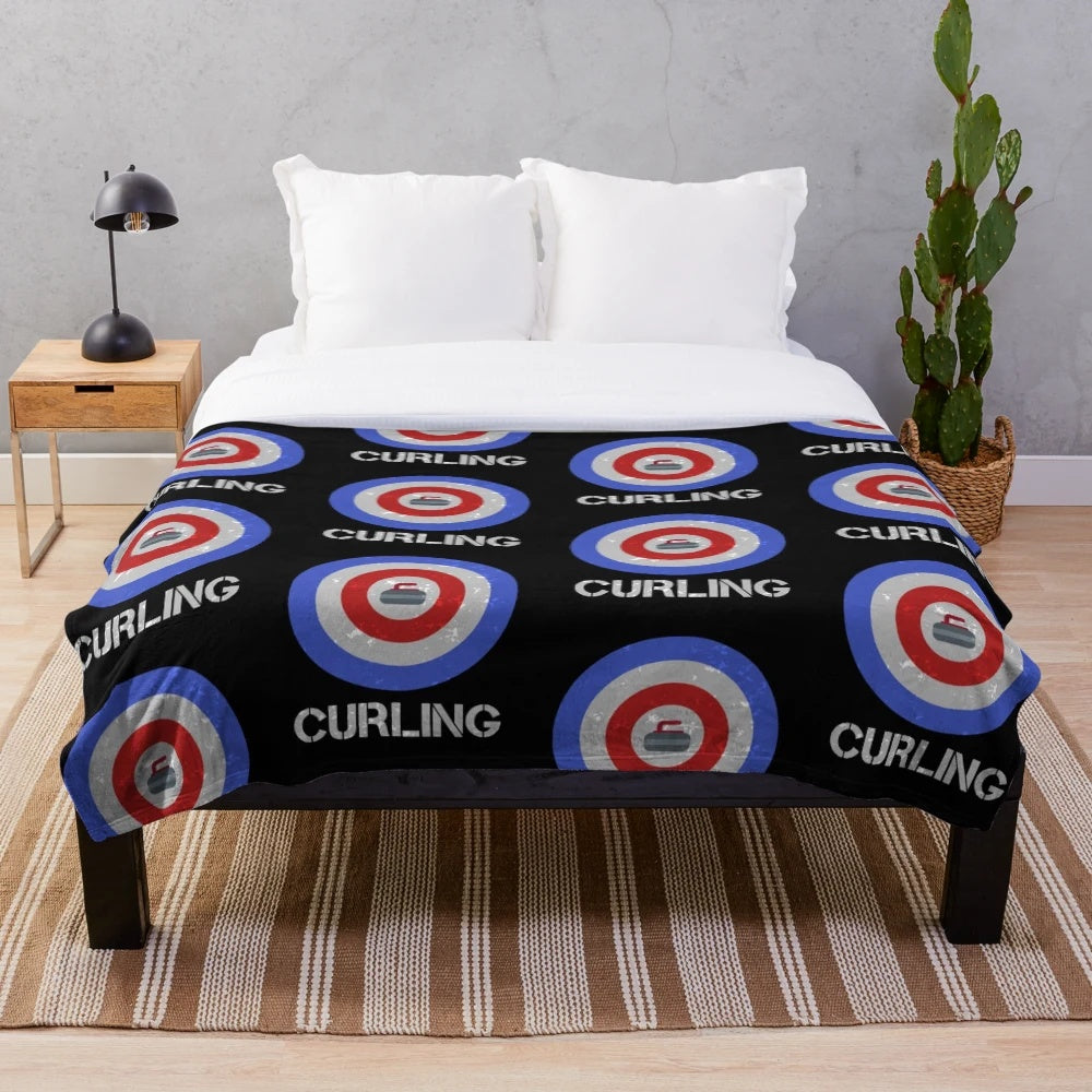 Canada Curling Plush Blanket with Curling-themed Design