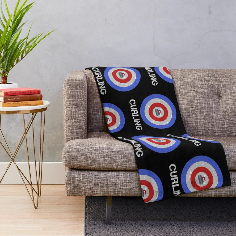 Canada Curling Plush Blanket with Curling-themed Design