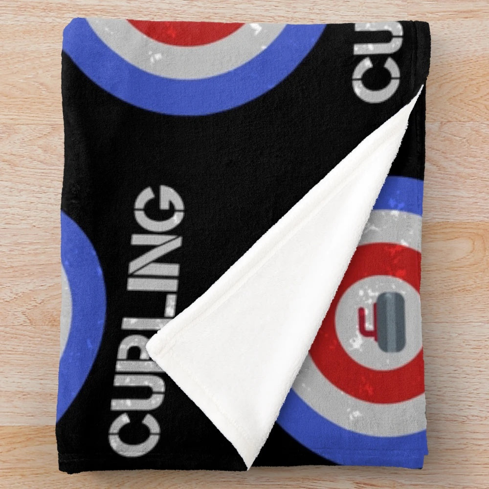 Canada Curling Plush Blanket with Curling-themed Design