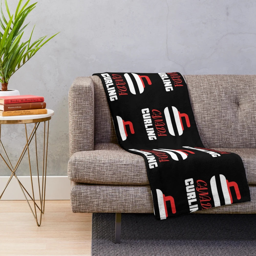 Canada curling themed plush blanket