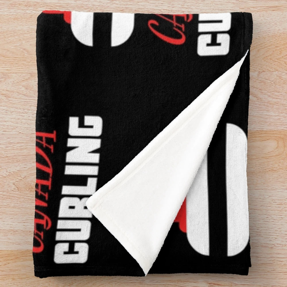 Canada curling themed plush blanket