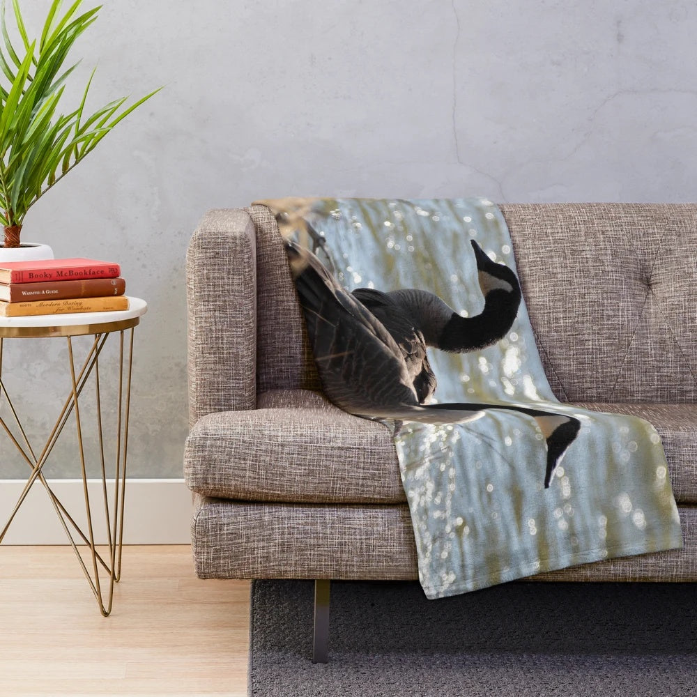 Canada Goose Plush Blanket with Realistic Feather Details
