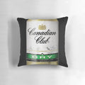 A soft and comfortable pillow featuring the iconic Canadian Club Dry logo and design.