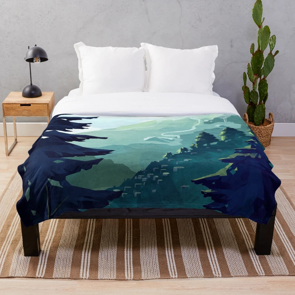 Canadian mountain landscape plush blanket