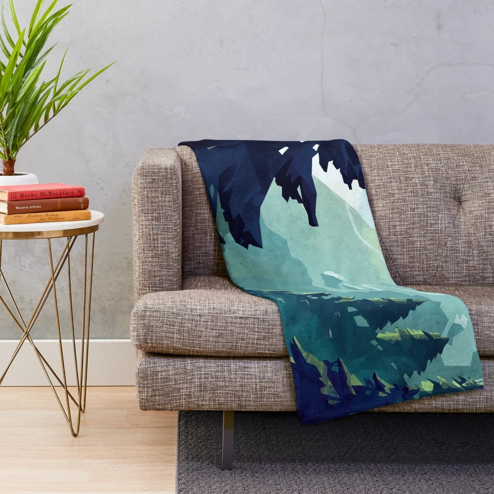 Canadian mountain landscape plush blanket