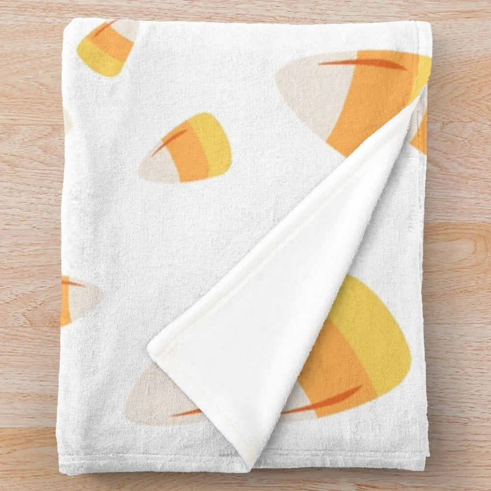 Candy corn pattern plush blanket for Halloween and autumn