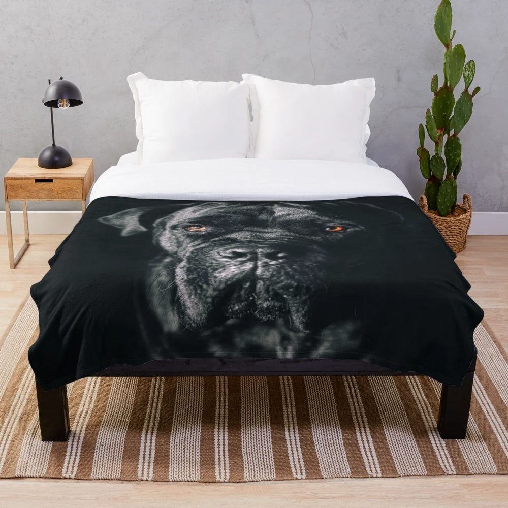 Cane Corso dog breed plush blanket with a retro and artistic design