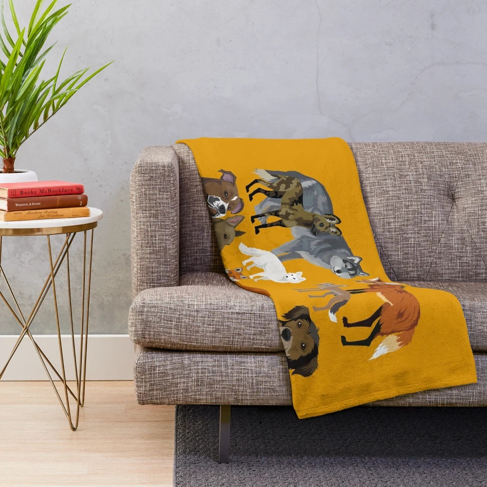Soft and comfy plush blanket featuring a Canidae-inspired design, perfect for animal lovers
