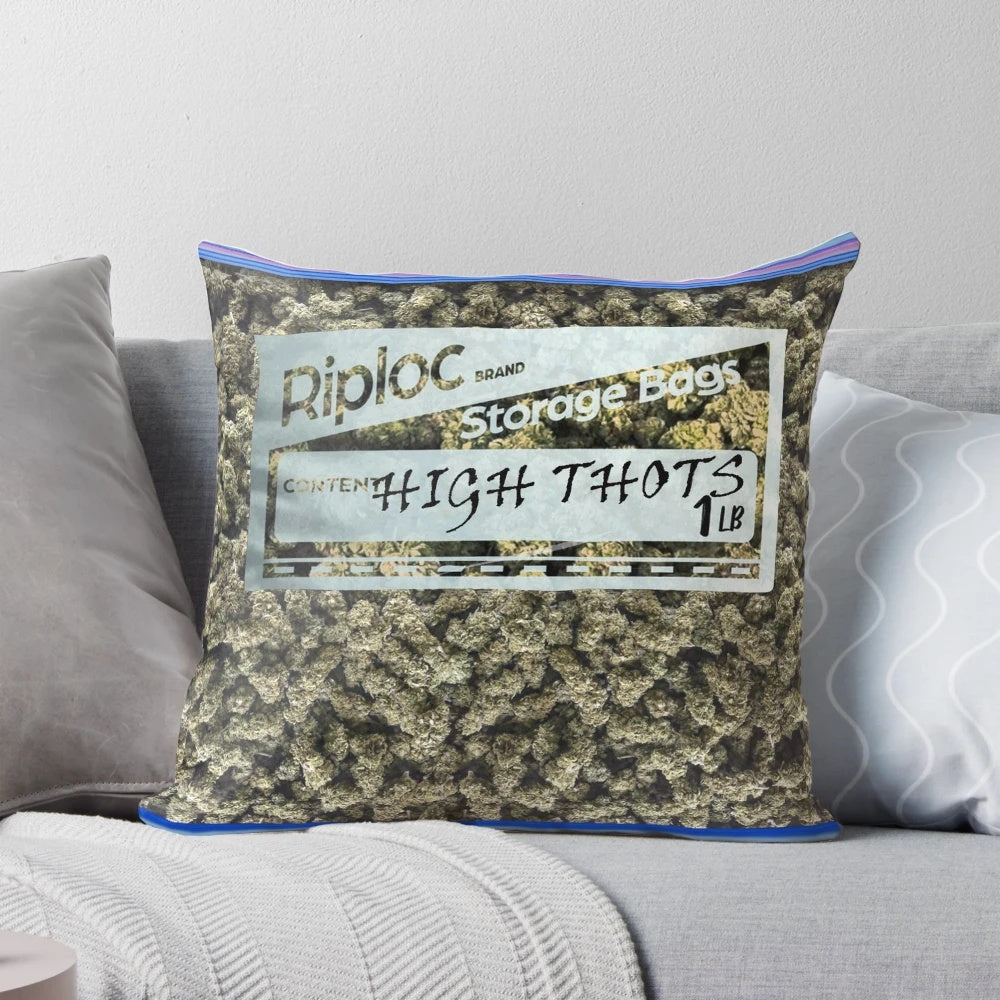 A soft, plush pillow with a cannabis leaf design, perfect for stoner-themed decor.