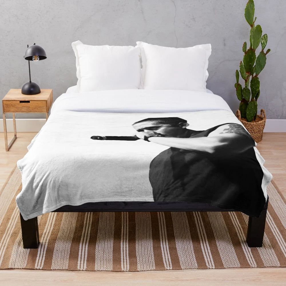 Canserbero-inspired plush blanket featuring the renowned rapper's iconic imagery and colors