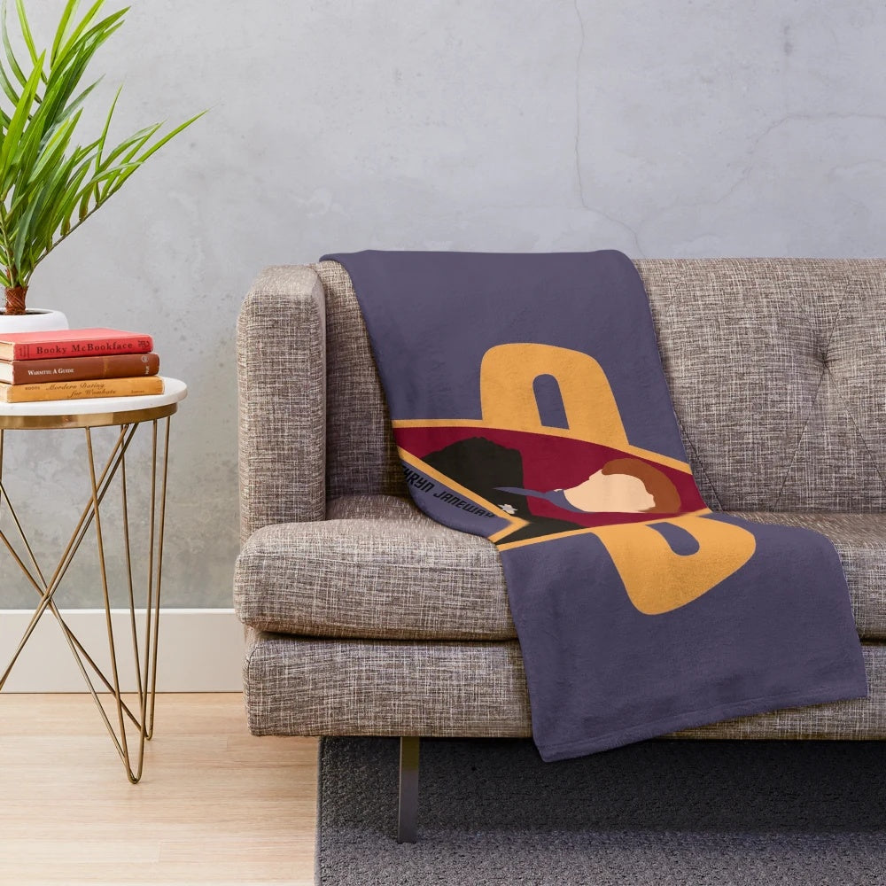 Captain Janeway Plush Blanket with Star Trek Voyager Imagery
