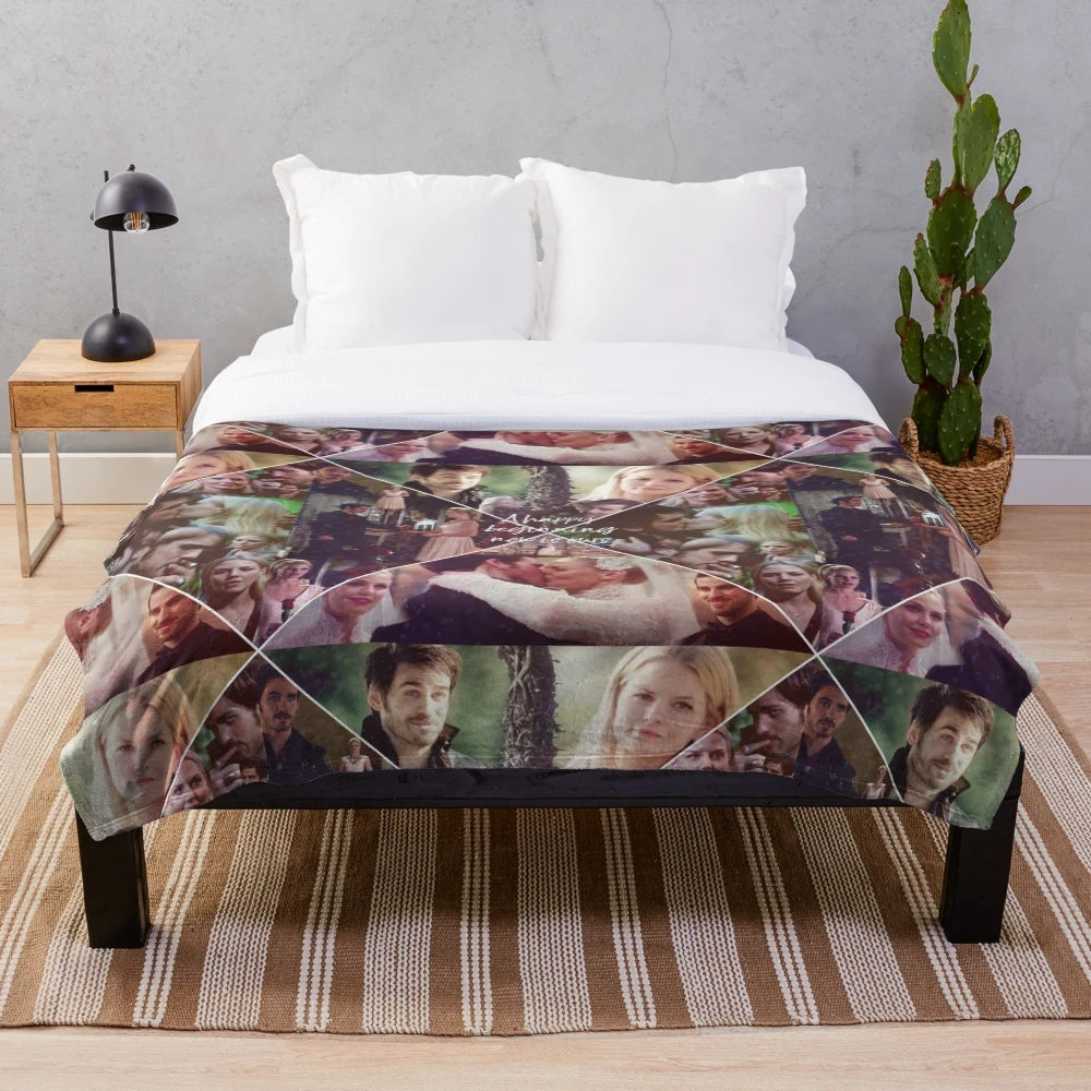 Captain Swan inspired plush blanket featuring Emma Swan and Captain Hook from Once Upon a Time