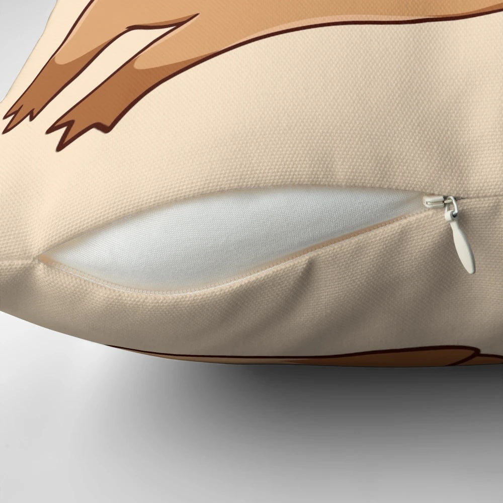 A soft, plush pillow featuring a cute, cartoon-style capybara in a comforting hugging pose.