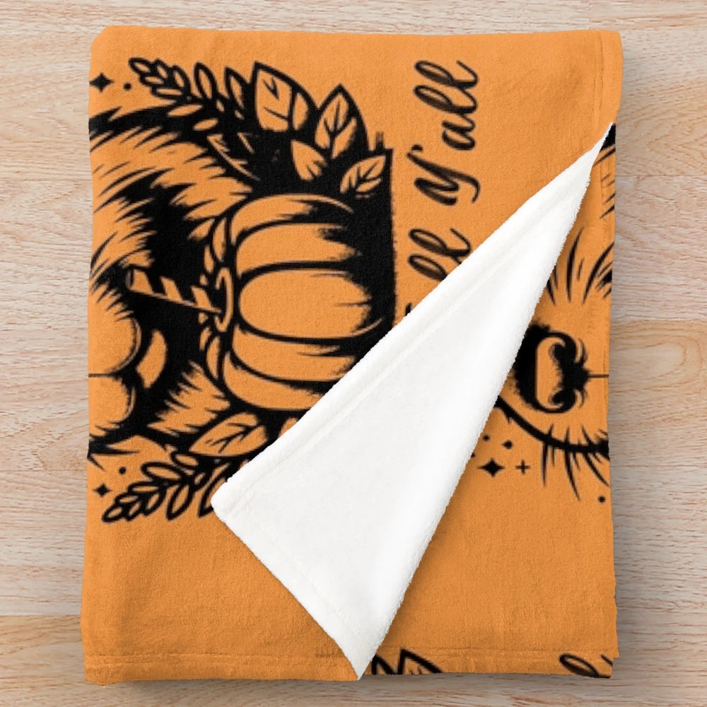Adorable Capybara Plush Blanket with Pumpkin Spice Accents