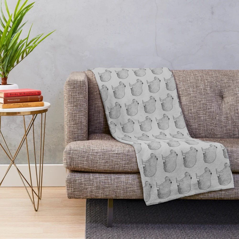 Capybara plush blanket in retro woodblock style design