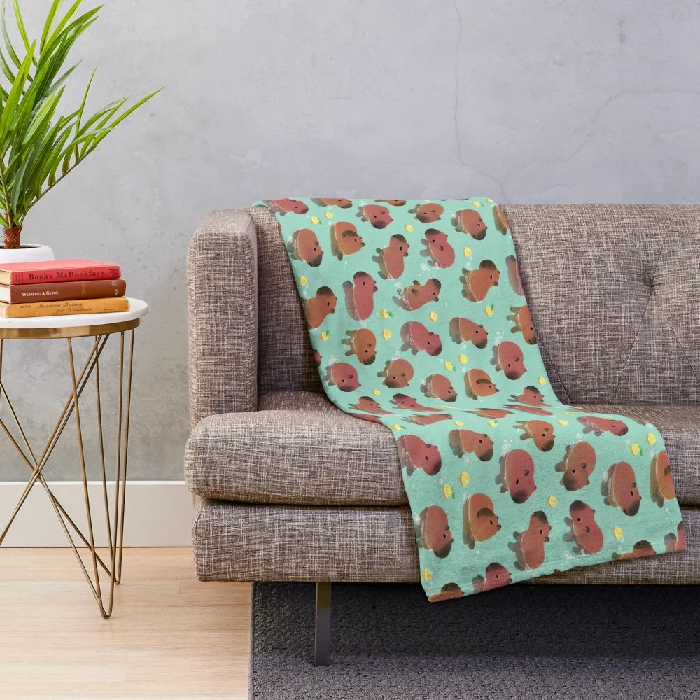 Soft and cuddly capybara plush blanket for cozy winter days
