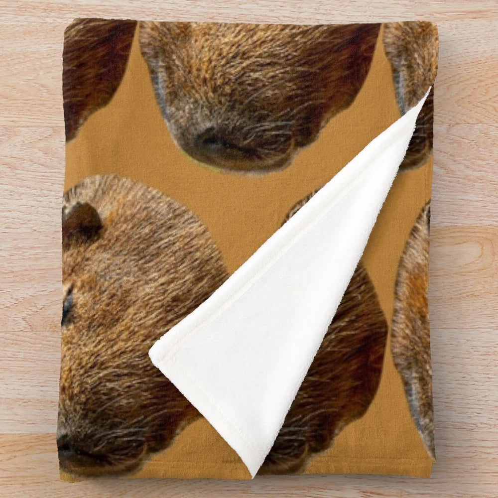Capybara plush blanket with cute capybara design