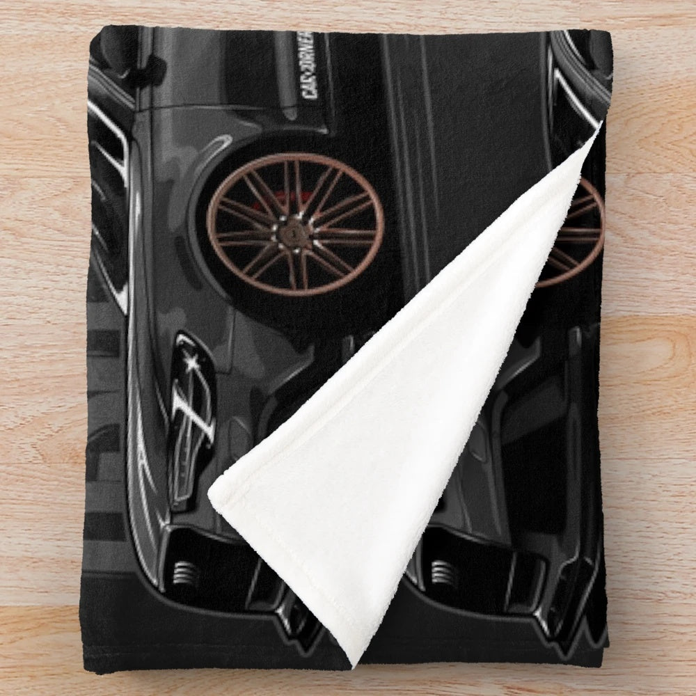 Soft and plush car-themed blanket with RS6 C7 design