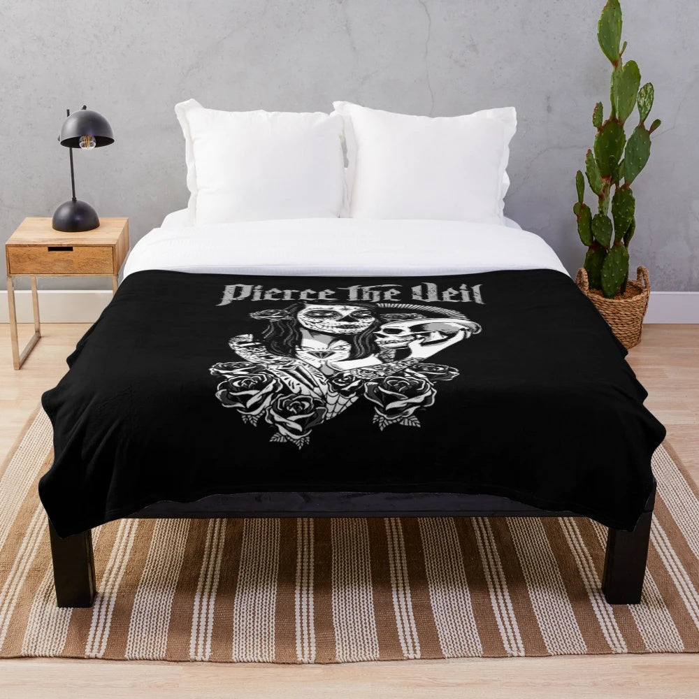 Plush, cozy blanket featuring the Pierce the Veil "Caraphernelia" design