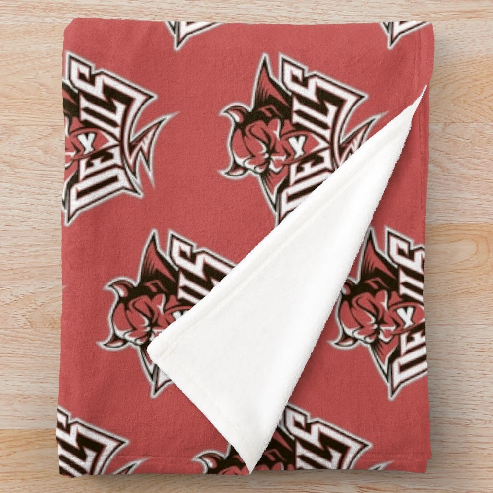 Cardiff Devils Inspired Plush Blanket with Devils Logo