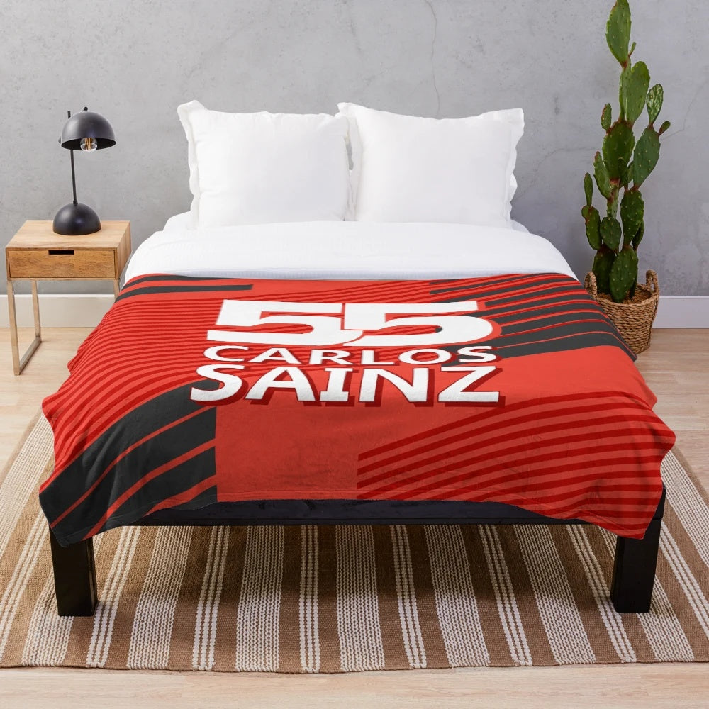 Soft and Plush Carlos Sainz 55 Blanket for Formula 1 Fans