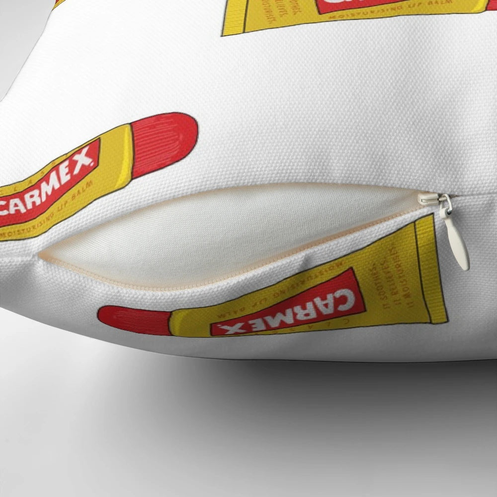 Soft and stylish Carmex-branded pillow with a fun, cartoon-inspired design