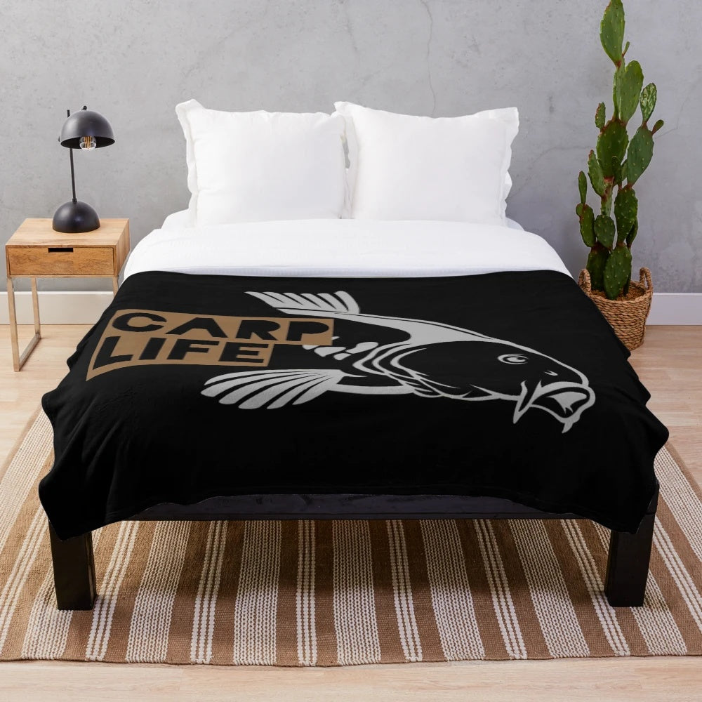 Carp fishing plush blanket with a soft, comfortable design