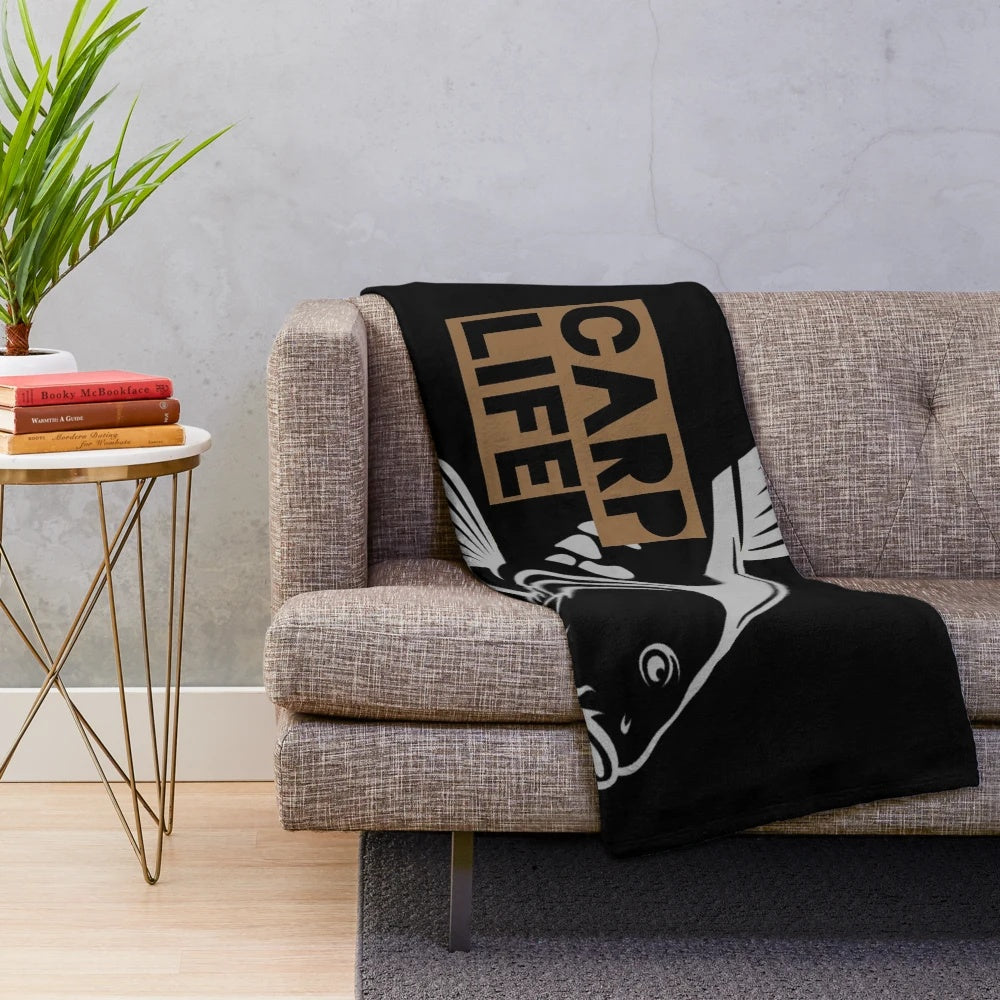 Carp fishing plush blanket with a soft, comfortable design