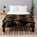 Plush blanket featuring a detailed illustration of a fully scaled common carp (Cyprinus carpio)