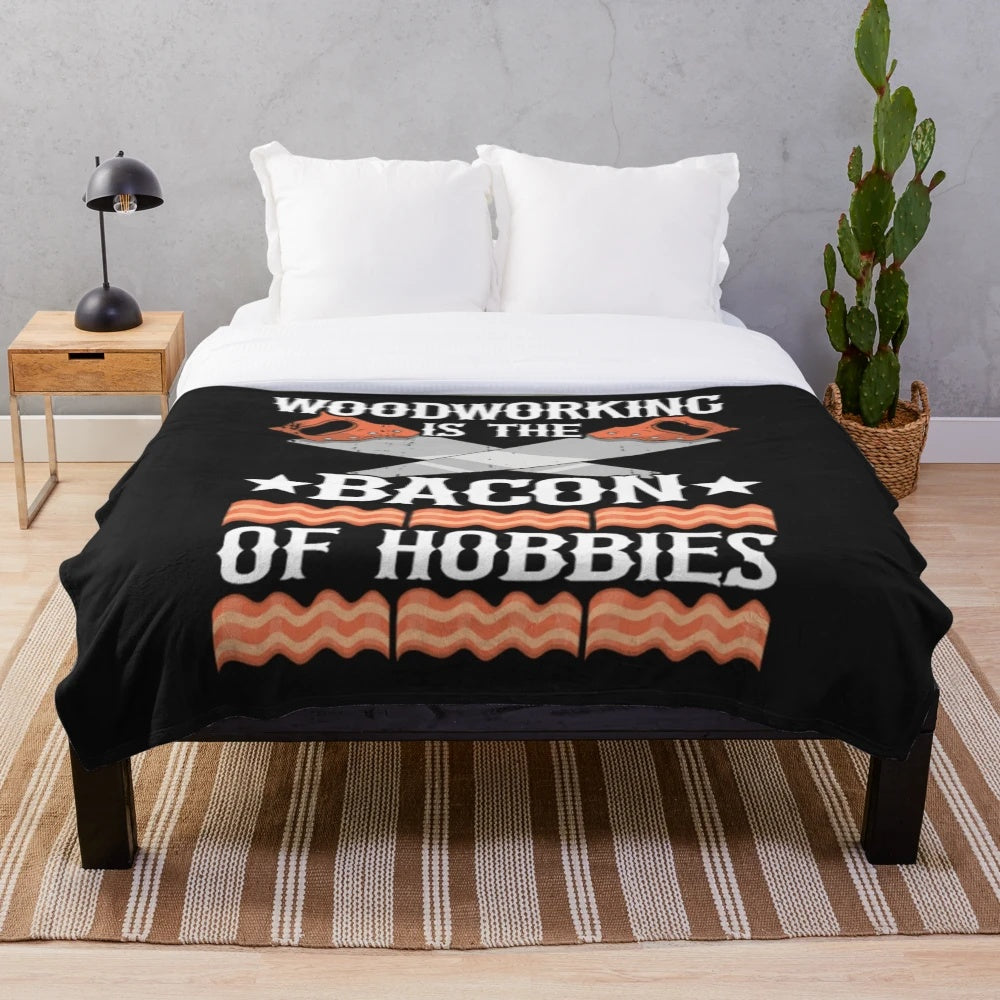 Plush blanket featuring a carpentry-themed design for woodworking enthusiasts