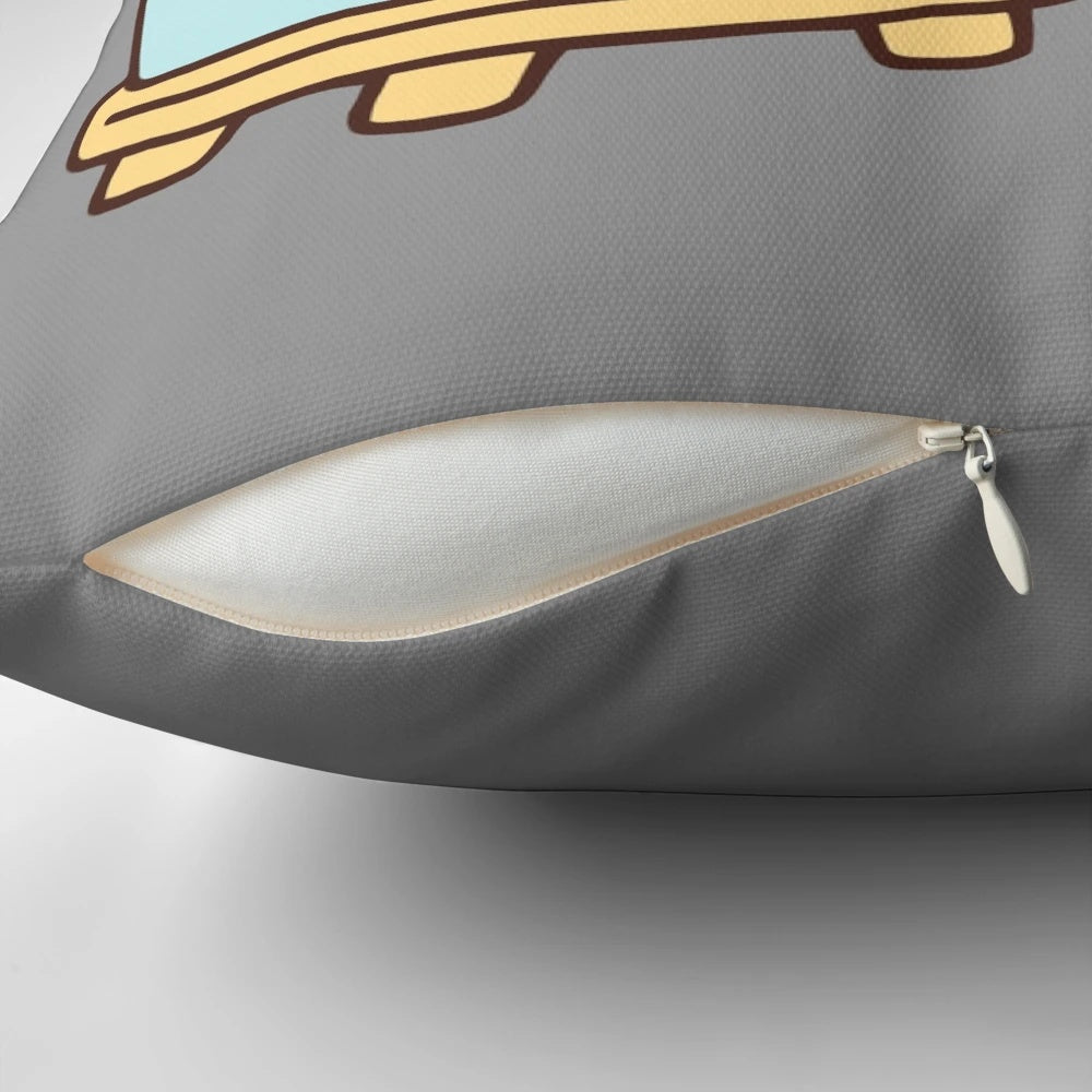 Cute cartoon bear and panda couple snuggled together on a soft decorative pillow
