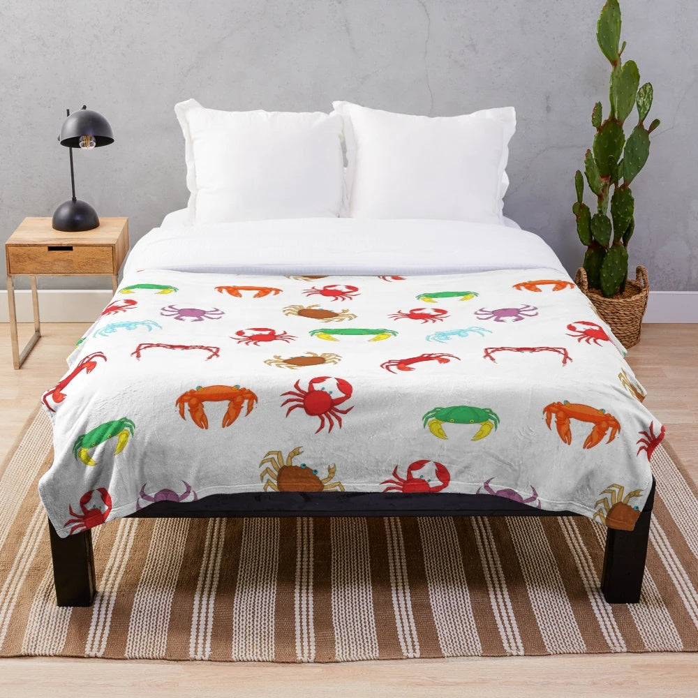 Cartoon crab pattern plush blanket