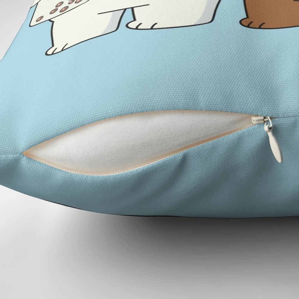 We Bare Bears Pillow featuring the lovable polar bear, grizzly bear, and panda bear brothers