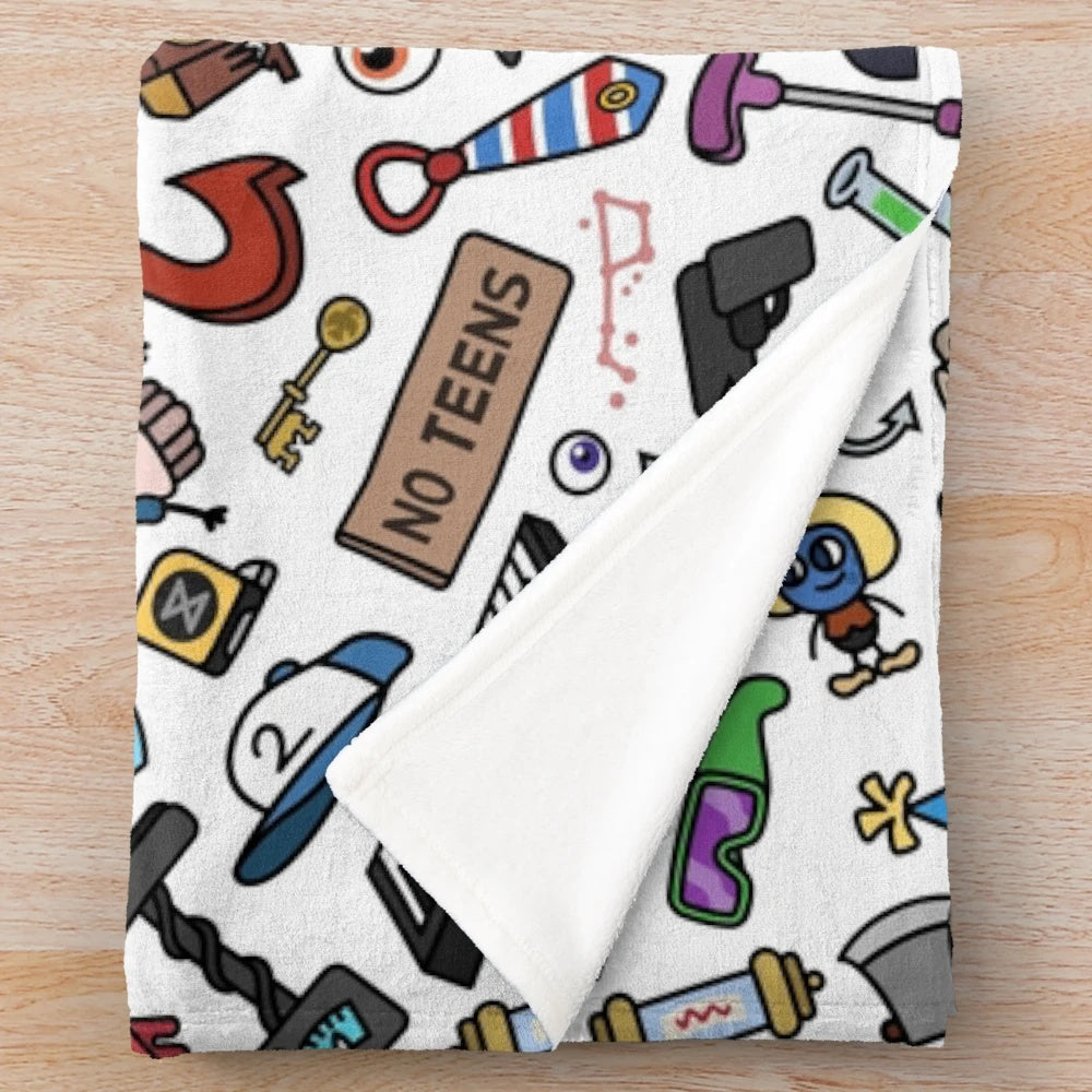 Gravity Falls inspired plush blanket with a cute cartoon pattern