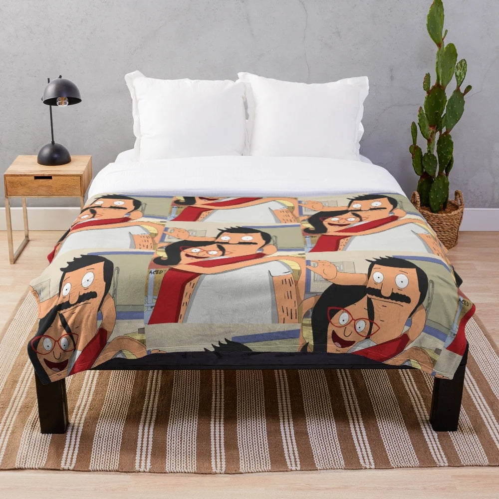 Soft plush blanket featuring Bob's twisted arms from the popular TV show Bob's Burgers