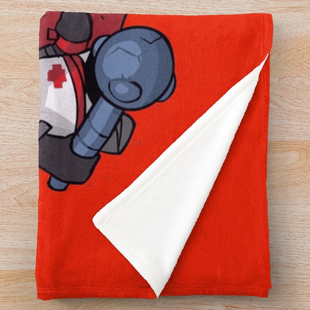 Castle Crashers inspired plush blanket featuring the game's iconic characters