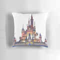 A plush, white castle-shaped pillow with a whimsical design, perfect for castle-loving and Disney fans.