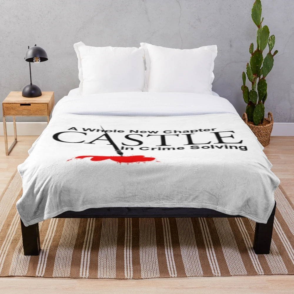 Castle plush blanket with castle and crime scene imagery