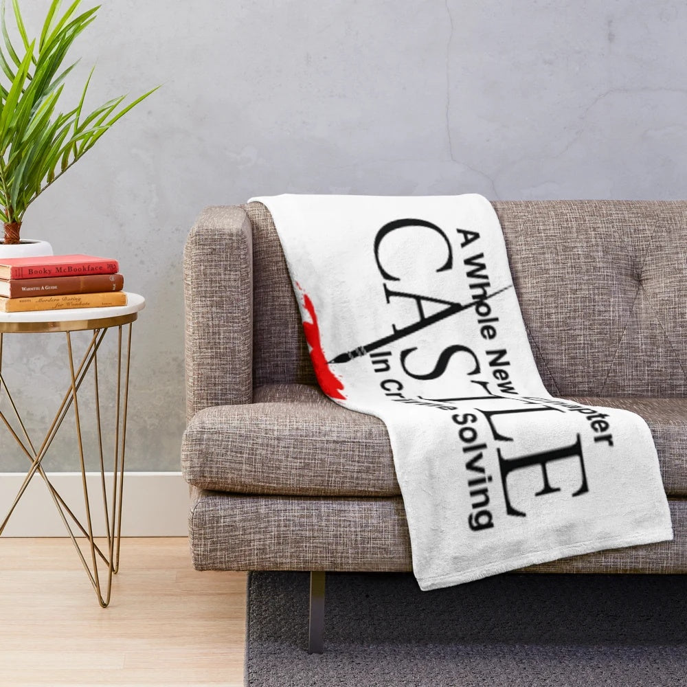 Castle plush blanket with castle and crime scene imagery