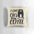 Soft, plush pillow featuring a cute black cat and a cup of coffee design
