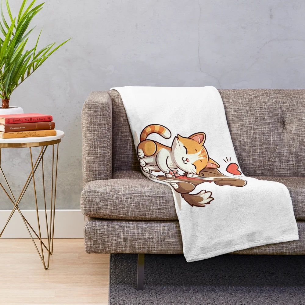 Soft, plush blanket featuring a vintage-inspired cat and dog design in a peaceful, loving embrace