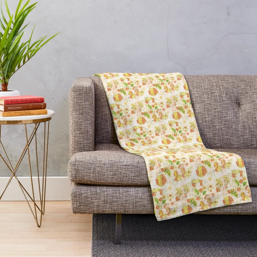 Soft and cuddly cat and dog plush blanket in a retro, cottage core style