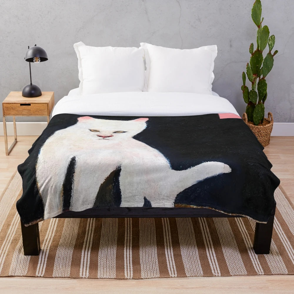 A soft and plush cat-themed blanket inspired by the indie rock band Duster
