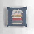 A grey and blue pillow with a graphite pencil design, perfect for cat lovers to relax and nap like their feline friends.