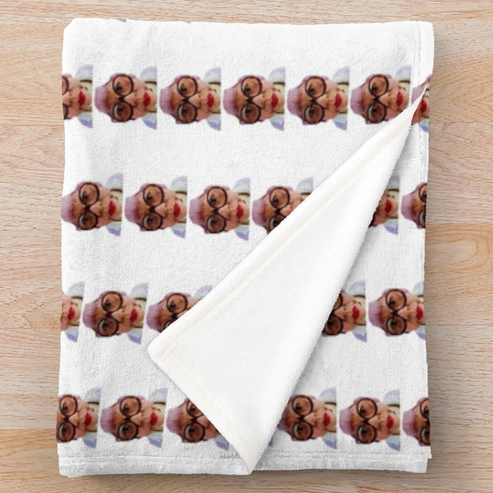 Cozy cat plush blanket featuring Mrs Kwan's feline-inspired design