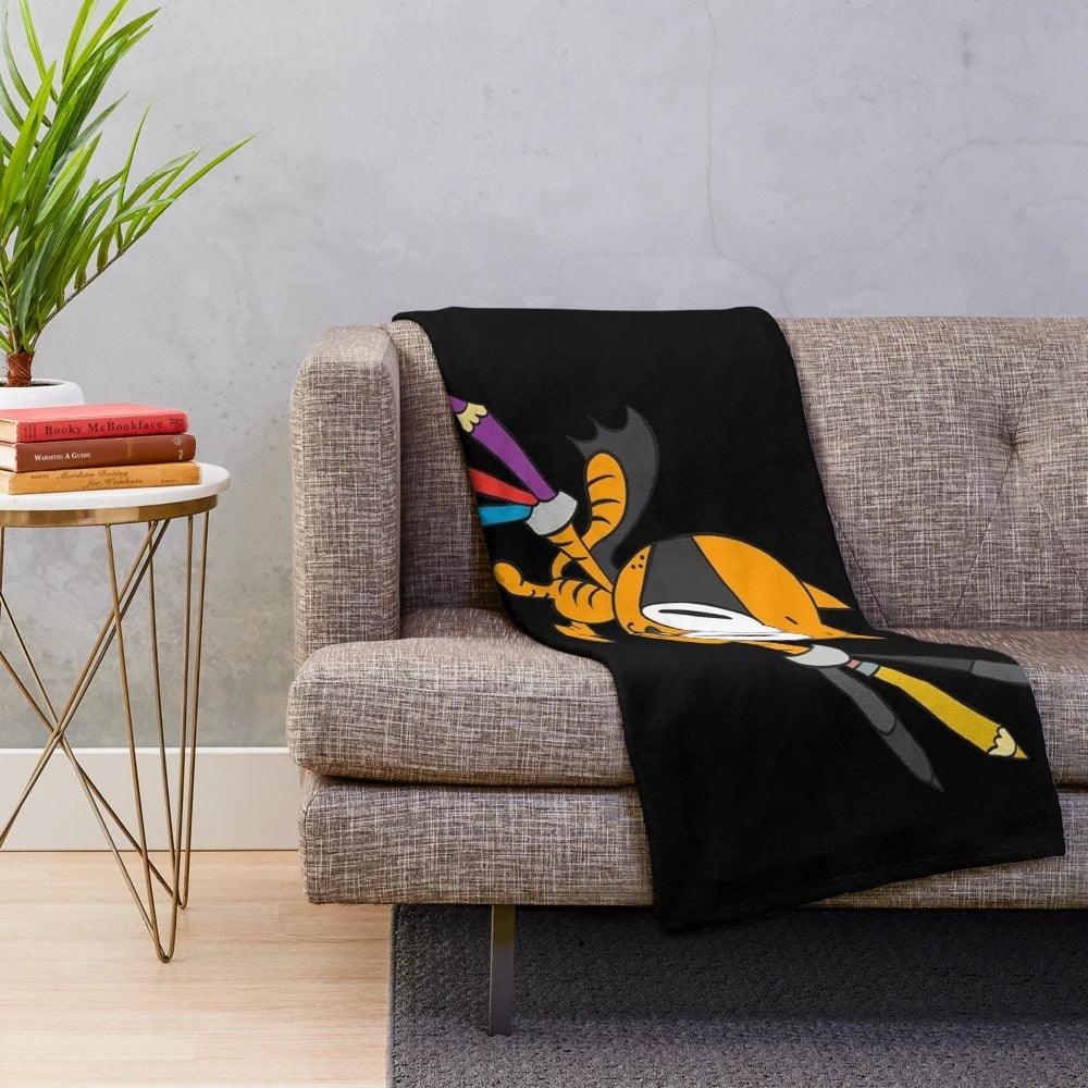 A soft, snuggly plush blanket featuring characters from the popular Cat Kid Comic series